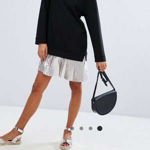 ASOS 2 in 1 dress with pleated foil skirt